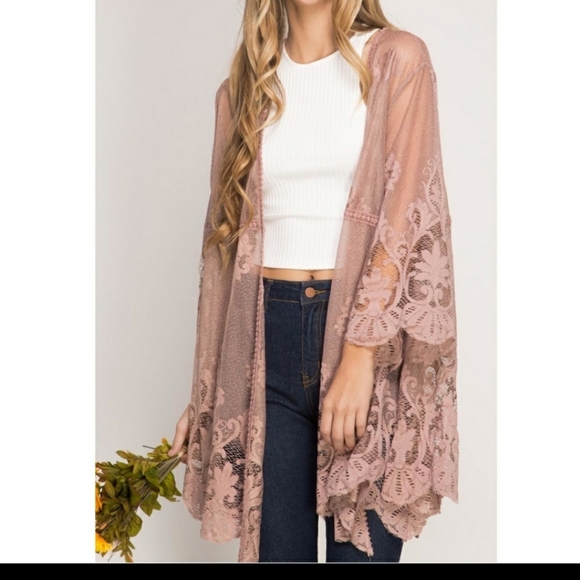 blush kimono cardigan